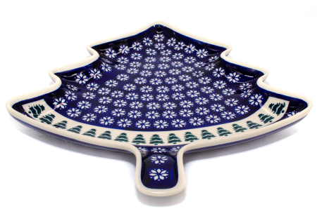 Platou in forma de brad Christmas Tree, ceramica smaltuita, pictata manual, 31,50 x 27,8 cm [4]