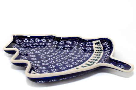 Platou in forma de brad Christmas Tree, ceramica smaltuita, pictata manual, 31,50 x 27,8 cm [2]