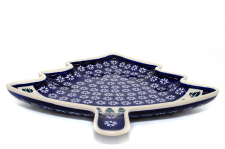 Platou in forma de brad Christmas Tree, ceramica smaltuita, pictata manual, 31,50 x 27,8 cm [3]