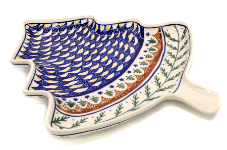 Platou in forma de brad Festiv Season, ceramica smaltuita, pictata manual, 31,50 x 27,8 cm [0]