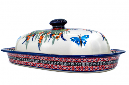 Platou oval cu capac pentru servire Poppy Fountain, ceramica smaltuita, pictat manual, 13,5 x 39,5 cm [6]