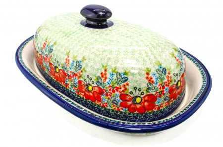 Platou oval cu capac pentru servire Mother’s Garden, ceramica smaltuita, pictat manual, 13,5 x 39,5 cm [6]