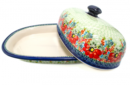 Platou oval cu capac pentru servire Mother’s Garden, ceramica smaltuita, pictat manual, 13,5 x 39,5 cm [3]