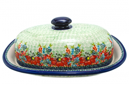 Platou oval cu capac pentru servire Mother’s Garden, ceramica smaltuita, pictat manual, 13,5 x 39,5 cm [7]