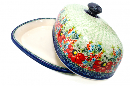 Platou oval cu capac pentru servire Mother’s Garden, ceramica smaltuita, pictat manual, 13,5 x 39,5 cm [5]