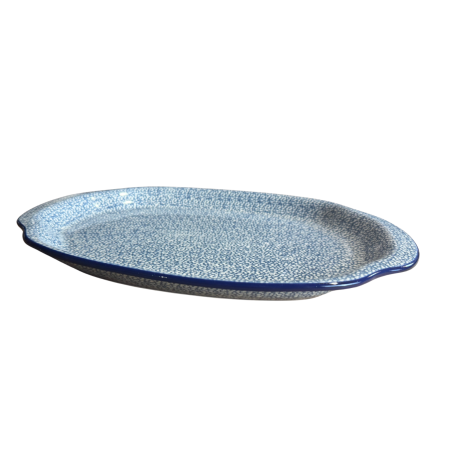 Platou oval, lung, cu manere pentru servire Blue Sea, ceramica smaltuita, pictat manual, 27,0 x 39,0 cm [2]