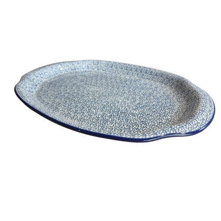Colectia Blue Sea - Platou oval, lung, cu manere pentru servire Blue Sea, ceramica smaltuita, pictat manual, 27,0 x 39,0 cm