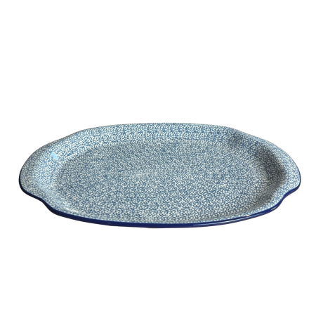 Platou oval, lung, cu manere pentru servire Blue Sea, ceramica smaltuita, pictat manual, 27,0 x 39,0 cm [1]