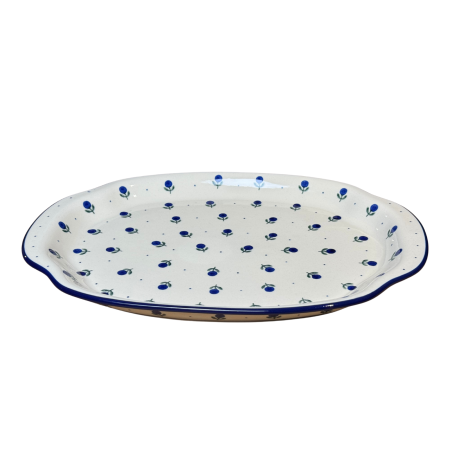 Platou oval, lung, cu manere pentru servire Blue Spring, ceramica smaltuita, pictat manual, 27,0 x 39,0 cm [1]
