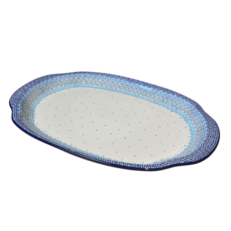 Colectia Morning Glory - Platou oval, lung, cu manere pentru servire Morning Glory, ceramica smaltuita, pictat manual, 27,0 x 39,0 cm