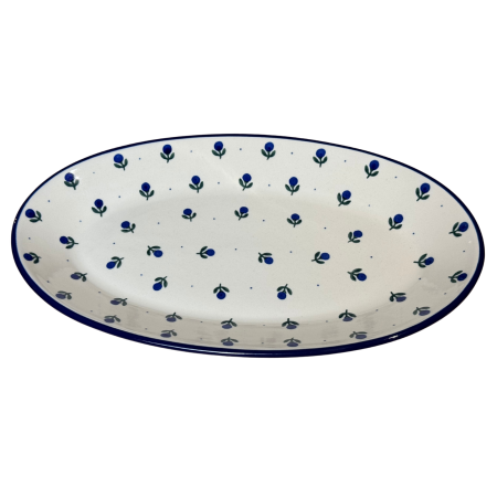Platou oval, lung, pentru servire Blue Spring, ceramica smaltuita, pictat manual, 22,0 x 37,5 cm [2]