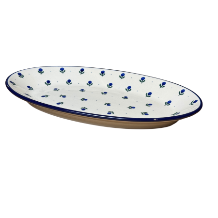 Platou oval, lung, pentru servire Blue Spring, ceramica smaltuita, pictat manual, 22,0 x 37,5 cm [1]