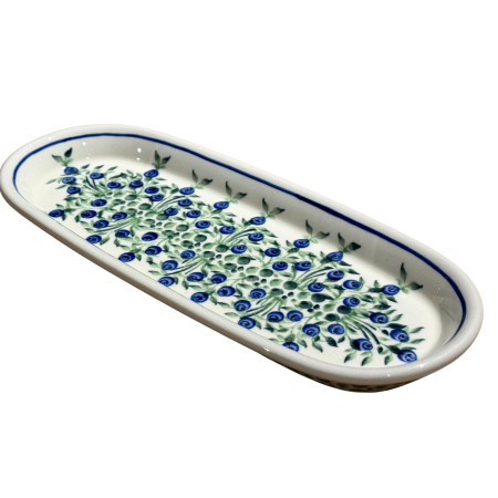 Platou oval pentru servire Berries ceramica smaltuita, pictat manual, 11,1 x 28,3 cm [2]