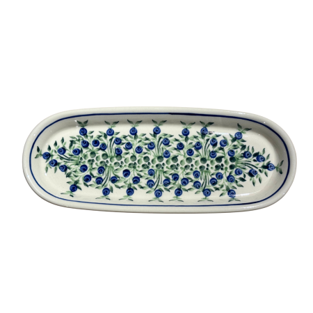 Platou oval pentru servire Berries ceramica smaltuita, pictat manual, 11,1 x 28,3 cm [3]
