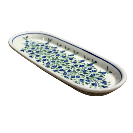 Colectia Berries - Platou oval pentru servire Berries ceramica smaltuita, pictat manual, 11,1 x 28,3 cm