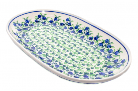 Platou oval pentru servire Berries, ceramica smaltuita, pictat manual, 16,8 x 27,3 cm [1]
