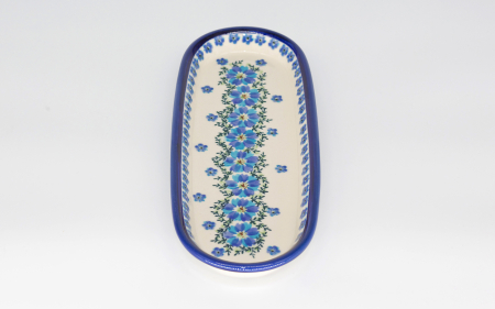 Platou oval pentru servire Blue Dream, ceramica smaltuita, pictat manual, 11,1 x 28,3 cm [2]