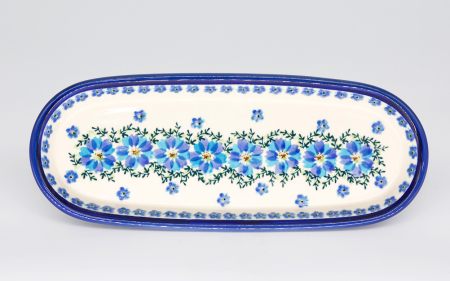 Platou oval pentru servire Blue Dream, ceramica smaltuita, pictat manual, 11,1 x 28,3 cm [1]