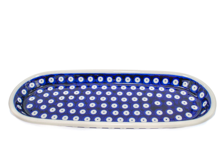 Platou oval pentru servire Blue Eyes, ceramica smaltuita, pictat manual, 11,1 x 28,3 cm [8]