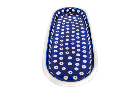 Platou oval pentru servire Blue Eyes, ceramica smaltuita, pictat manual, 11,1 x 28,3 cm [6]