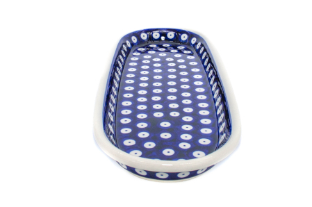 Platou oval pentru servire Blue Eyes, ceramica smaltuita, pictat manual, 11,1 x 28,3 cm [5]