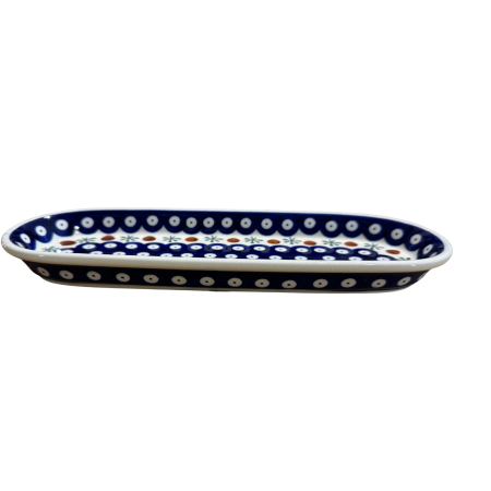 Platou oval pentru servire Blue Eyes Festive, ceramica smaltuita, pictat manual, 11,1 x 28,3 cm [3]