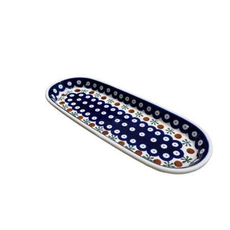 Platou oval pentru servire Blue Eyes Festive, ceramica smaltuita, pictat manual, 11,1 x 28,3 cm [2]