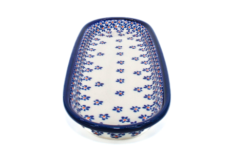 Platou oval pentru servire Blue Field, ceramica smaltuita, pictat manual, 11,1 x 28,3 cm [4]