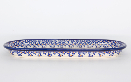 Platou oval pentru servire Blue Field, ceramica smaltuita, pictat manual, 11,1 x 28,3 cm [3]