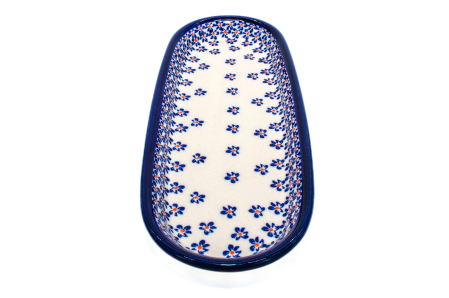 Platou oval pentru servire Blue Field, ceramica smaltuita, pictat manual, 11,1 x 28,3 cm [3]