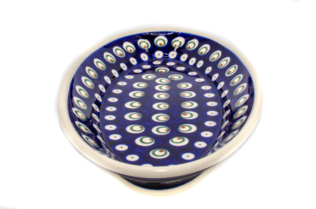 Platou oval pentru servire Blue Peacock Eyes, ceramica smaltuita, pictat manual, 15,7 x 27,0 cm [4]