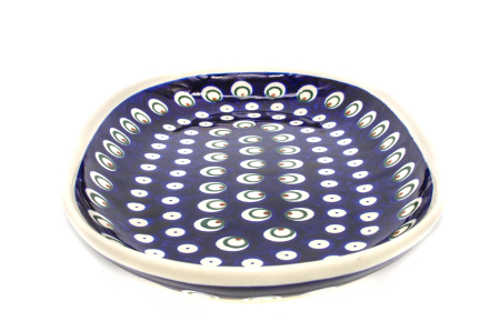 Platou oval pentru servire Blue Peacock Eyes, ceramica smaltuita, pictat manual, 16,8 x 27,3 cm [1]