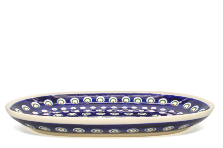 Platou oval pentru servire Blue Peacock Eyes, ceramica smaltuita, pictat manual, 16,8 x 27,3 cm [7]
