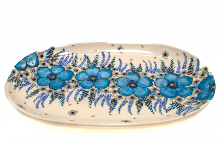 Platou oval pentru servire, ceramica smaltuita, pictat manual, 16,8 x 27,3 cm [2]