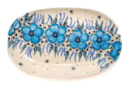 Platou oval pentru servire, ceramica smaltuita, pictat manual, 16,8 x 27,3 cm [1]