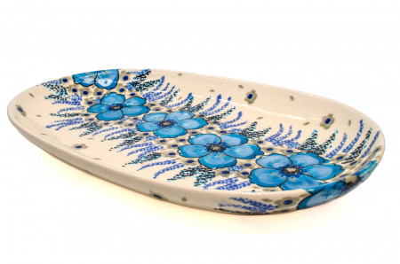 Platou oval pentru servire, ceramica smaltuita, pictat manual, 16,8 x 27,3 cm [3]