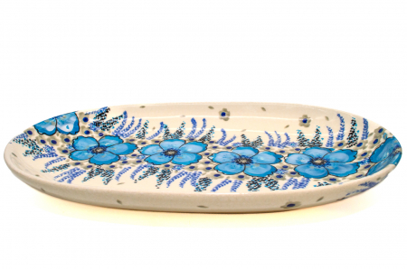 Platou oval pentru servire, ceramica smaltuita, pictat manual, 16,8 x 27,3 cm [4]