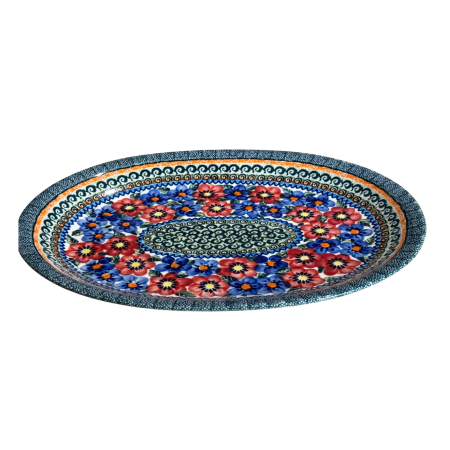 Platou oval pentru servire, Flower Serenade ceramica smaltuita, pictat manual, 26,7 x 34,0 cm [4]