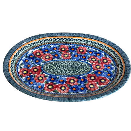 Platou oval pentru servire, Flower Serenade ceramica smaltuita, pictat manual, 26,7 x 34,0 cm [7]