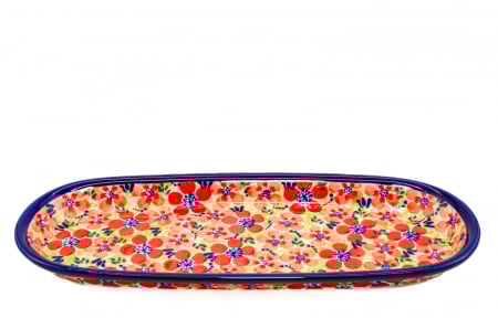 Platou oval pentru servire Fire Poppies ceramica smaltuita, pictat manual, 11,1 x 28,3 cm [4]