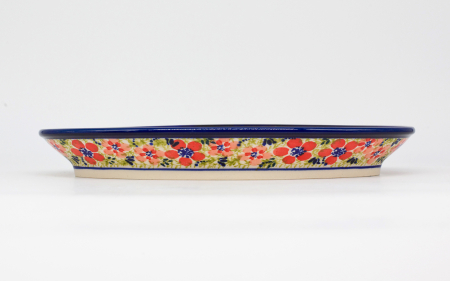 Platou oval pentru servire Fire Poppies, ceramica smaltuita, pictat manual, 15,7 x 27,0 cm [5]