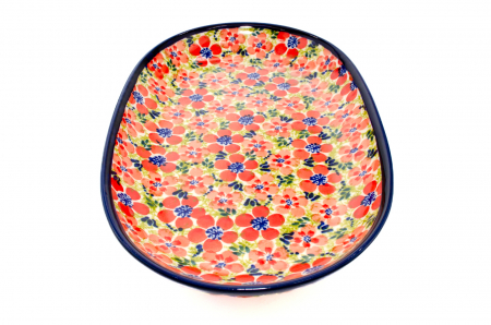 Platou oval pentru servire Fire Poppies, ceramica smaltuita, pictat manual, 16,8 x 27,3 cm [2]