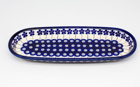 Platou oval pentru servire Floral Peacock, ceramica smaltuita, pictat manual, 11,1 x 28,3 cm [1]