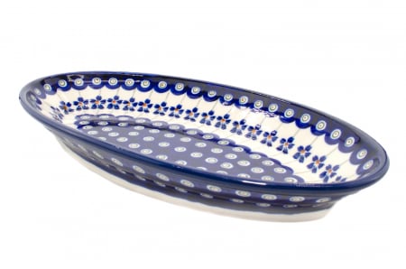 Colectia Floral Peacock - Platou oval pentru servire Floral Peacock, ceramica smaltuita, pictat manual, 15,7 x 27,0 cm