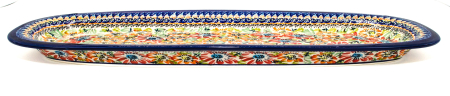 Platou oval pentru servire Flower Jungle, ceramica smaltuita, pictat manual, 16,7x 49.0 cm [3]