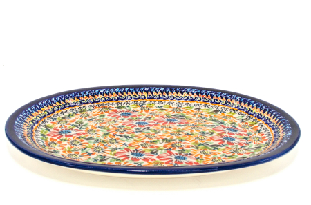 Platou oval pentru servire Flower Jungle, ceramica smaltuita, pictat manual, 22,1 x 29,1 cm [4]
