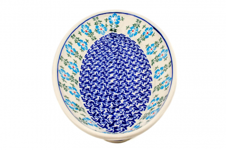 Platou oval pentru servire Forget-me-nots, ceramica smaltuita, pictat manual, 15,7 x 27,0 cm [2]