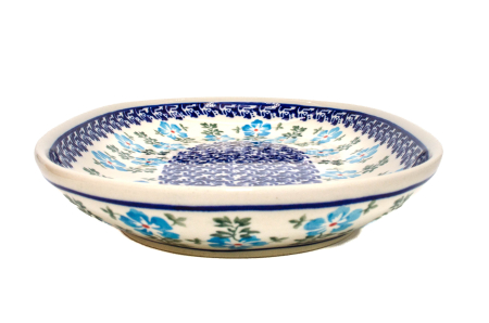 Platou oval pentru servire Forget-me-nots, ceramica smaltuita, pictat manual, 16,8 x 27,3 cm [7]