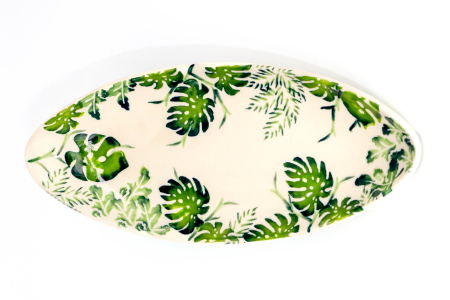 Platou oval pentru servire Green Leaves, ceramica smaltuita, pictat manual, 11,0 x 25,0 cm [5]