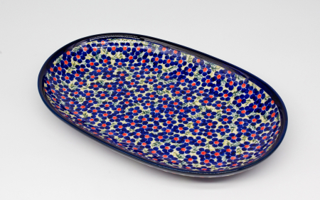 Reduceri - Platou oval pentru servire Imperial Bouquet, ceramica smaltuita, pictat manual, 16,8 x 27,3 cm